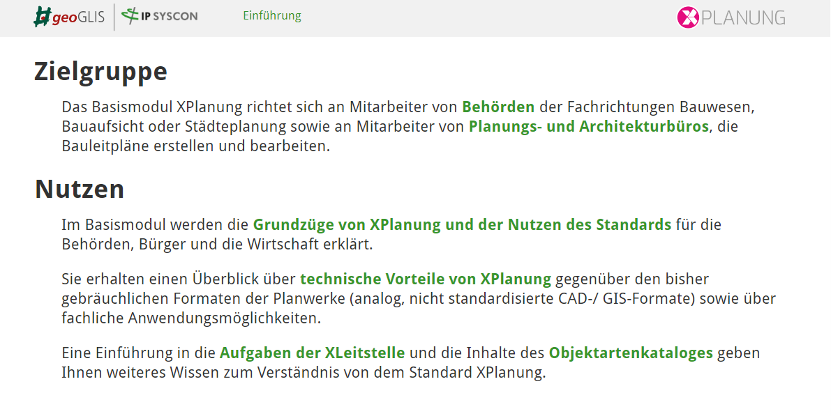 E-Learning XPlanung Kompakt: Basismodul & Varianten der Umsetzung E-Learning XPlanung Kompakt: Basismodul & Varianten der Umsetzung